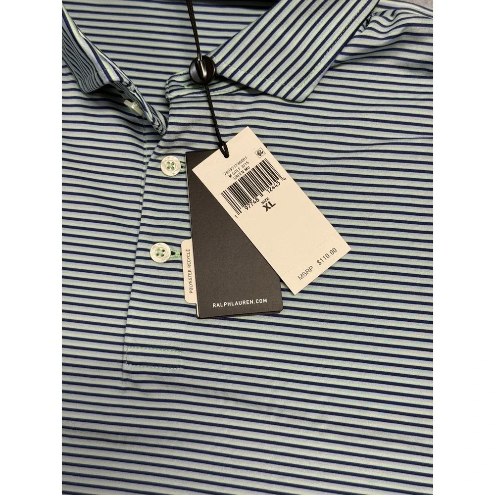 RLX‎ Ralph Lauren 3/15 Striped Golf Polo Shirt Men's Size XL New